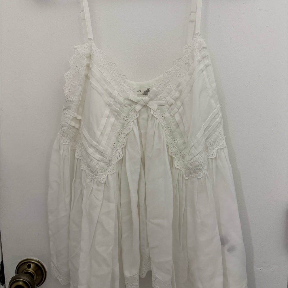 Altar'd State White Lace Trim Blouse